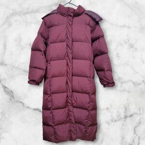 Cabelas Premier Northern Goose Down Puffer Long Maroon Coat Jacket Women's XL